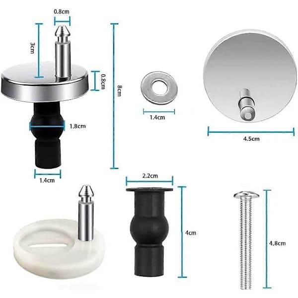 1 par toiletsæde quick release topmontering ekspansion gummiskruer 45mm