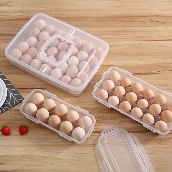 2-pack Covered Egg Holders, Egg Holders for Refrigerator, Egg Storage Container, Egg Tray with Lid Fits 18x2 Eggs, 36 Eggs