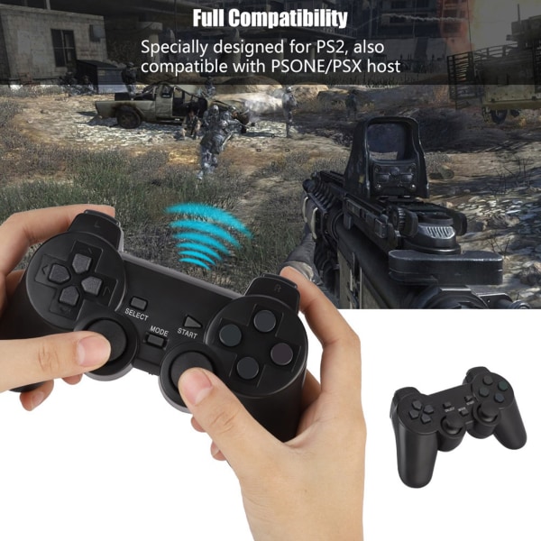 2,4 GHz 8M Dual Vibration Trådlös spelkontroll Gamepad Joystick för PS2-W