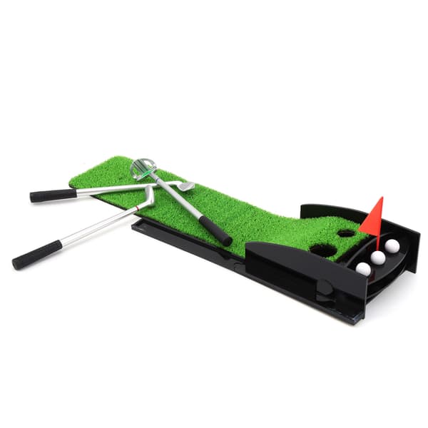 Desktop Mini Golf Spillsett 3 stk Kulepenn Putters med Putting Matte