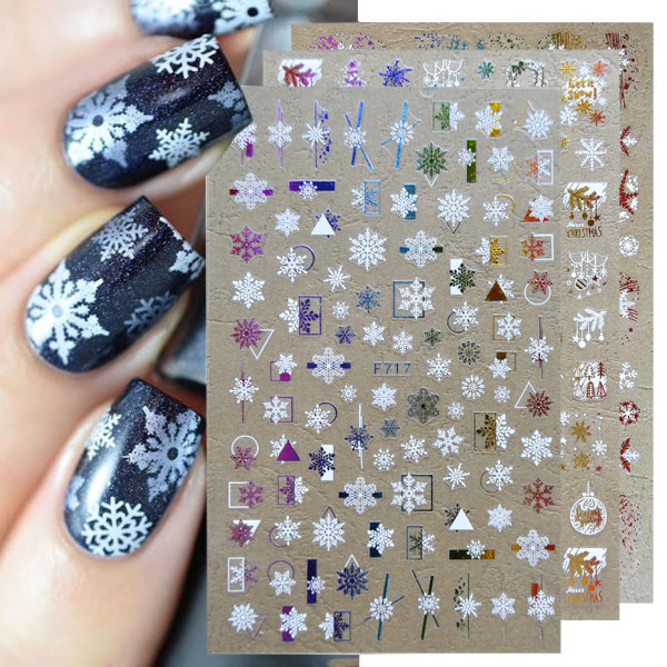 Christmas Nail Art Stickers 16 Sheets Decals Selvklebende DIY Nail Sticker Decals 3D Design Nail Decorations for Christmas Party Kvinner Jenter
