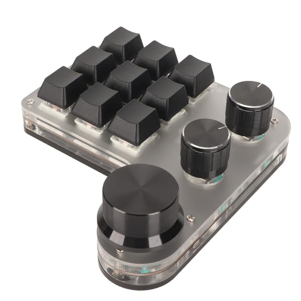 DIY Programmerbart RGB Mekanisk Tastatur 9 Taster 3 Knapper Kablet USB Trådløs Bluetooth til Kontor Sort