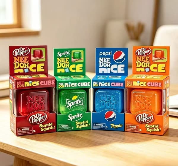 [02]Tryckavlastningsklämma Schylling Needoh Nice Cube Sensorisk fingertoppsleksak Cola