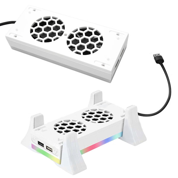 Spelkonsolkylare med Justerbar RGB-belysning, Dockningsstation med 2 Extra USB-portar för XBOX Series S