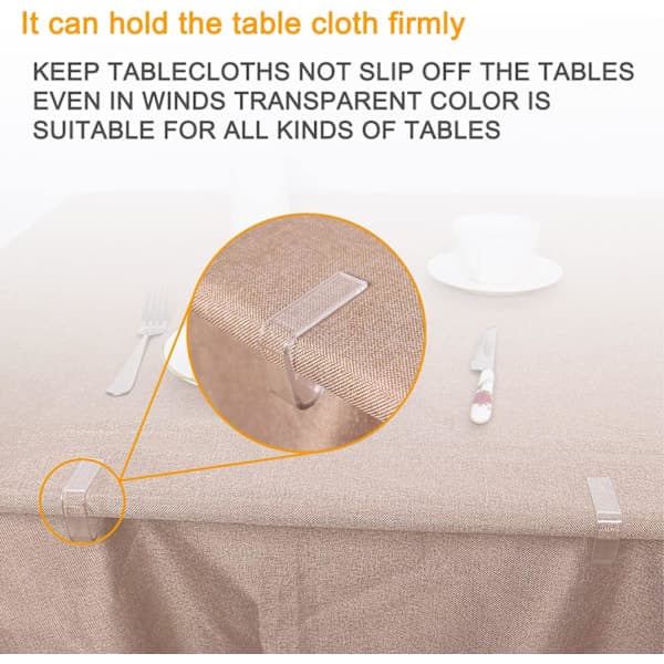 24 Pieces Transparent Tablecloth Clips, Plastic Tablecloth Clamps, Windproof Tablecloth Holders, Tablecloth Clips for Christmas Home Wedding