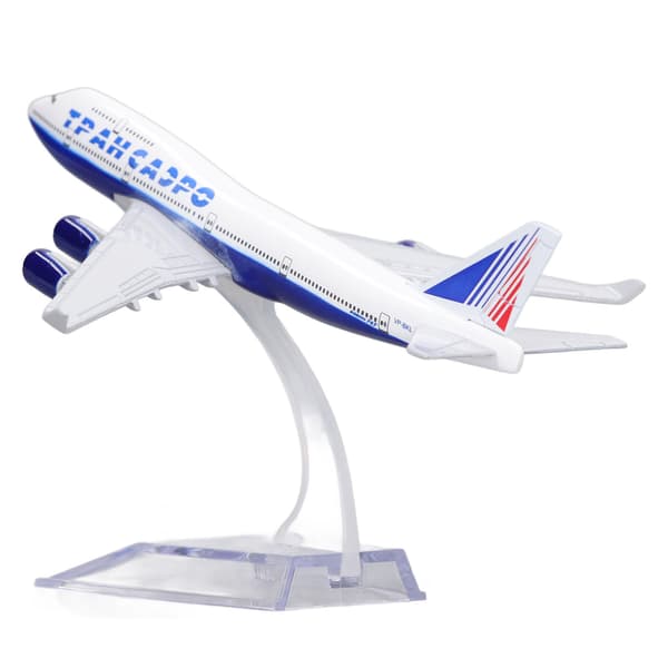 747 Legeringsplan Modell Hög Stimulering Flygplansdekorationsmodell med Displaybas Hållare