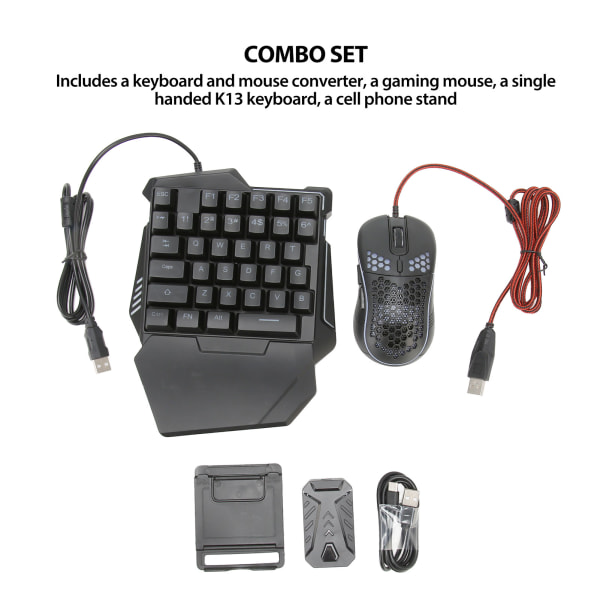 4 i 1 Mobile Game Combo Pack Bluetooth Mobile Gamepad Controller Gaming Keyboard Mouse Converter til Android til IOS