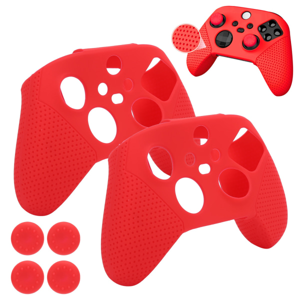 2 stk Antiskid Silikon Game Console Beskyttelse Gamepad Håndtag Greb til Xbox Series S X (Rød)