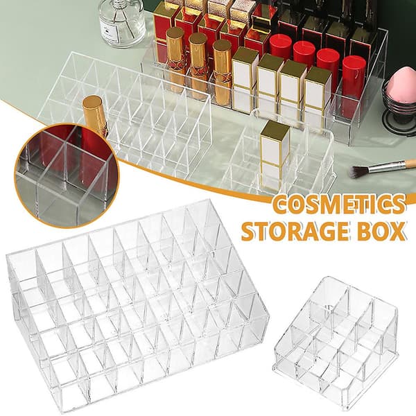 Multi-gitter Klar Læbestiftboks Stor Kapacitet Desktop Makeup Display Stand til Hjemmet 24 Grid Small Size