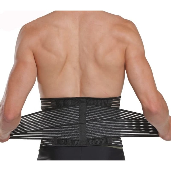 Bälte för män och kvinnor – Svankbälte för att lindra rygg- och midjevärk – Svankstöd med dubbla justeringsband – Arbetande man för att lindra skador