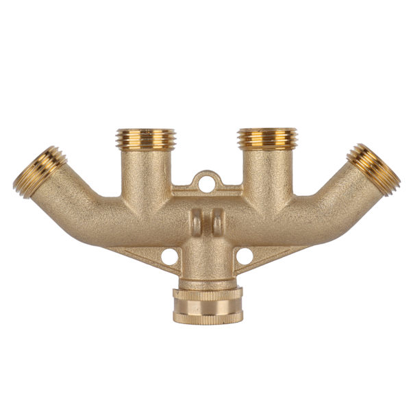 G3/4 Messing 4-vejs Havevandsslange Splitter Kugleventil Slange Adapter Vandhane Ventil Stikkontakt