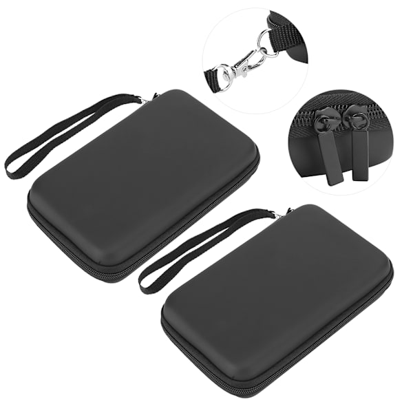 2 st Bärbar Förvaringsväska Bärväska EVA Skyddande Hårdväska för NDSILL/Nintendo 3DSXL Svart