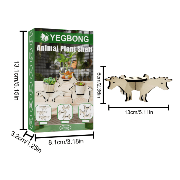 (3 stk. pr. æske) Dyrepottebeslag Kreativt sødt dyr Blomsterpottebeslag i træ Balkon Indendørs skrivebordsdekoration Potteplantebeslag-Hund