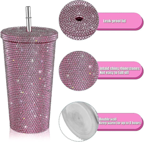 Kimalteleva timanttimuki, glitter-vesipullo lukolla Pink