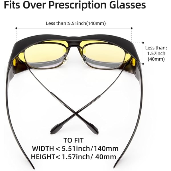 2 pakke, polariserede natbriller (natsynslinse), antirefleks UV 400 beskyttelse til mænd og kvinder, vikle polariserede briller til kørsel, fiskeri,