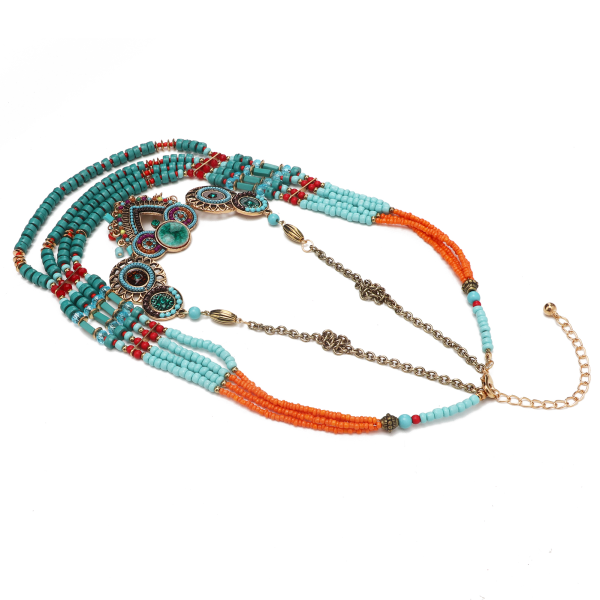 Bohemian Necklace Vintage Handmade Beaded MultiLayer Color Kläder Accessoarer Dam Smycken