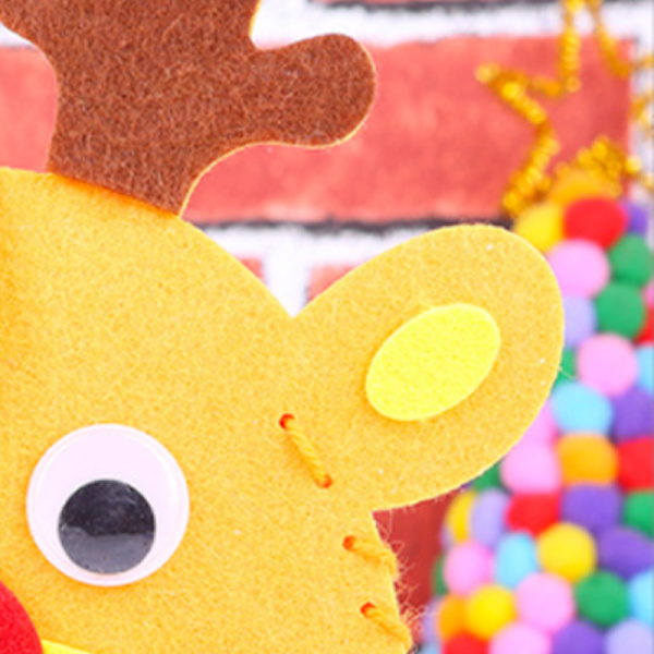 DIY Filt Julhantverk: Icke-vävd Tyg Sy Ornament, Handgjord Älg Leksakspåse