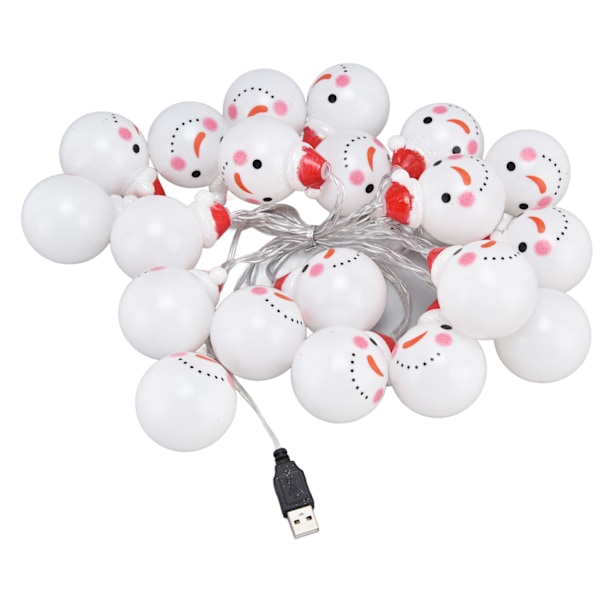USB-Powered LED Snowman String Lights - 20 Multi-Colored Christmas Lights for Garden and Courtyard Decorations