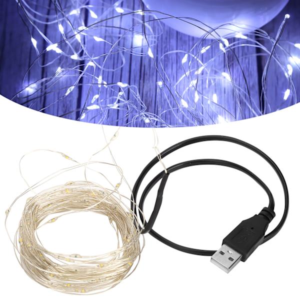 32,8 fot USB-drivna LED-koppartrådsljus för Halloween & Hemfester - Vit Dekorativ Belysning