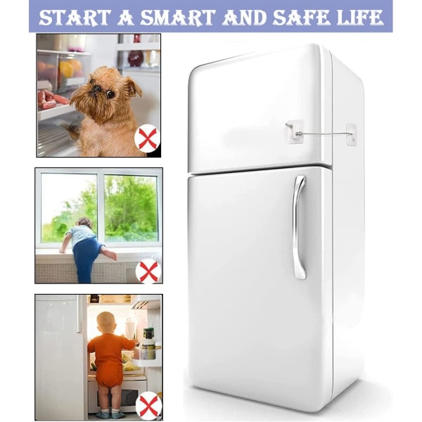 4 stk Børnevindue sikkerhedslåse, børnekøleskabslåse, køleskabsdørlås skab vindueslås med 4 nøgler, køleskabssikkerhed