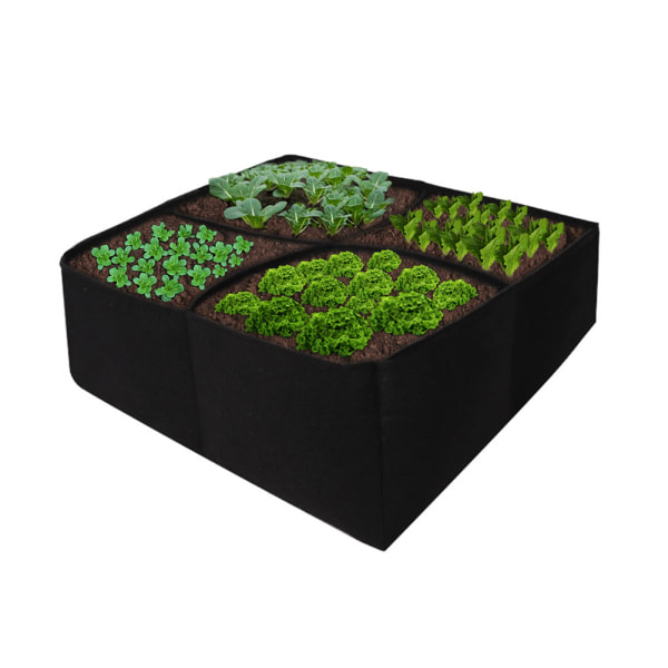 Musta (60*60*25cm) neliristikkohuopakassi kasvisten ja taimien viljelyyn, pakkauskoko 28*16*11cm