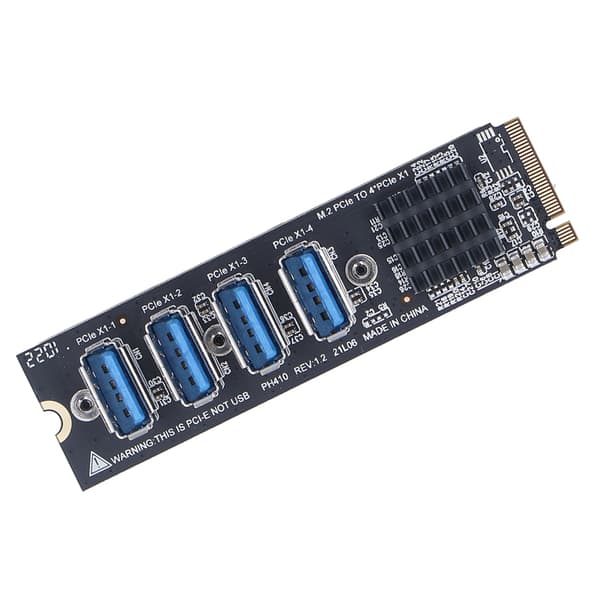 PCIe M2 M Key til 4-ports PCIe X1 utvidelseskort stasjonær Windows Linux