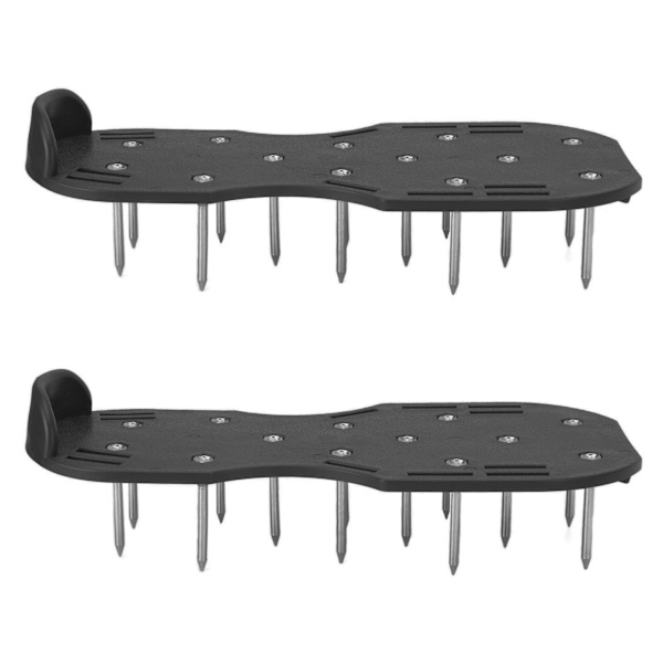 Plenluftingssko for gressplen i plast med spenner i sinklegering, hagetilbehør med justerbare stropper, svart