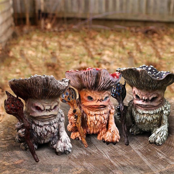 1 st trädgårds-svampelf dekoration troll troll resin ornament bläck 12*14cm