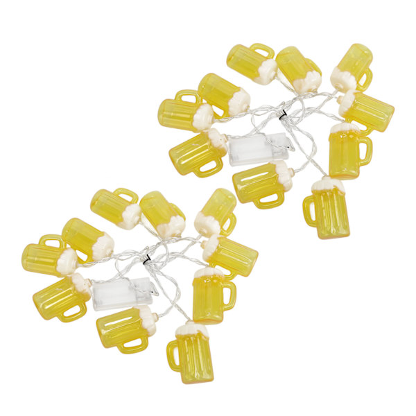 2-pack 6,5 fot LED-ljuskedjor med ölmotiv och 10 lampor - Festlig in- och utomhusdekoration för helgdagar och fester