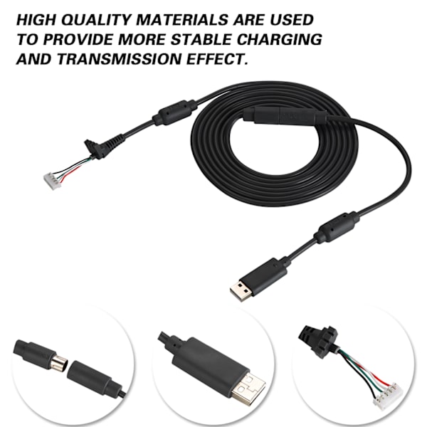 USB 4-pins Spillkontrollkabel Erstatningsledning Avtakbar Adapter For Xbox 360 (Svart)