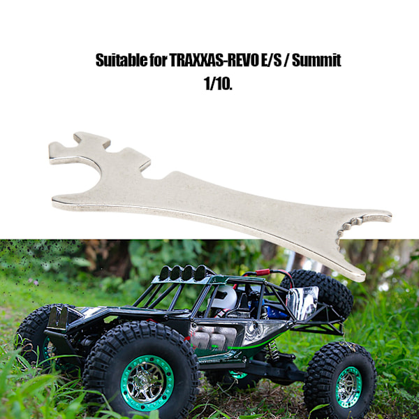 Metall Multifunksjonsnøkkel Passer for TRAXXAS-REVO e S Summit 1/10 RC Bil Dempere Verktøy (Sølv)