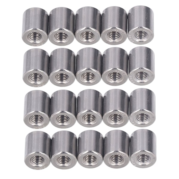 20-pack M6 Honmutter Runda Koppling - Cylindriska Kopplingmutter i 304 Rostfritt Stål