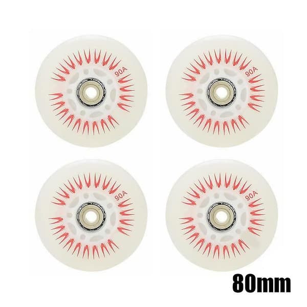 4 STK Flash Inline Skøjtehjul 90A LED Lysende Skøjtehjul 80 76 72 68 White 72mm