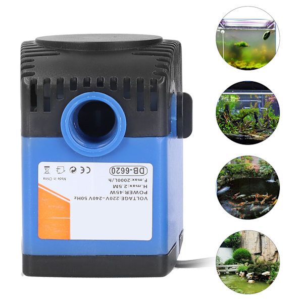 Neddykbar Vannpumpe Hage Miniatyr Selvsugende Pumpe for Fontener Dam CN 220V-240V