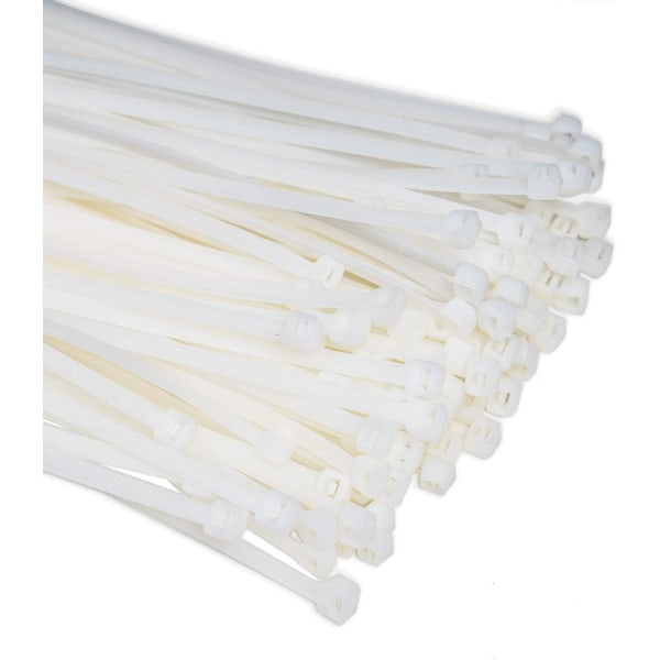 100 stykker professionelle kabelbindere 100 x 2,5 mm Kabelbinderhåndtag farve hvid, temperaturbestandig