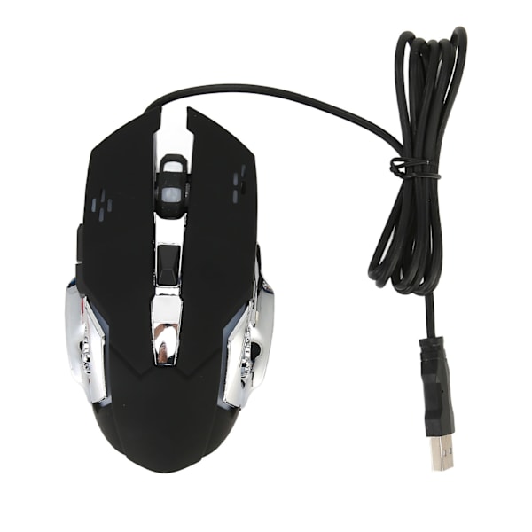 Ledningsforbundet Gaming Mus USB Optisk Computer Mus med RGB Baggrundsbelysning 4 Justerbar DPI Op til 3600 Bærbar Lydløs Mus til Windows 7 8 10 XP Sort