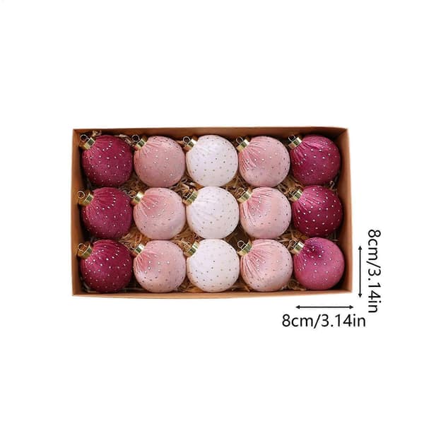 【02】Flocked Ornament Balls Rustik Bondegårdsindretning Julepynt Sæt Til Soveværelse Badeværelse Vinter C