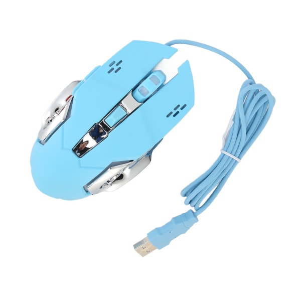 Kablet gamingmus USB Optisk datamaskinmus med RGB-bakgrunnsbelysning 4 Justerbar DPI Opp til 3600 bærbar Silent Mouse for Windows 7 8 10 XP Blue-W