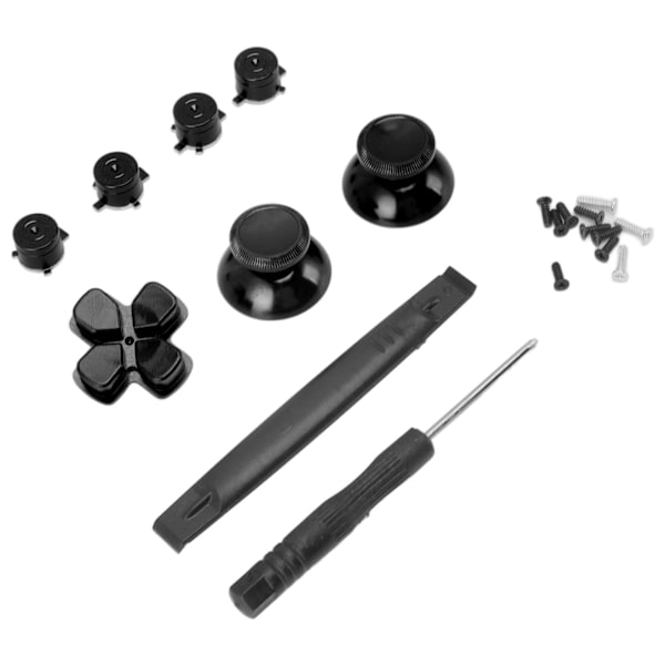 Knappesett for utskifting av aluminiumlegering Dpad-knapper for PS5-kontrollertilbehør Svart