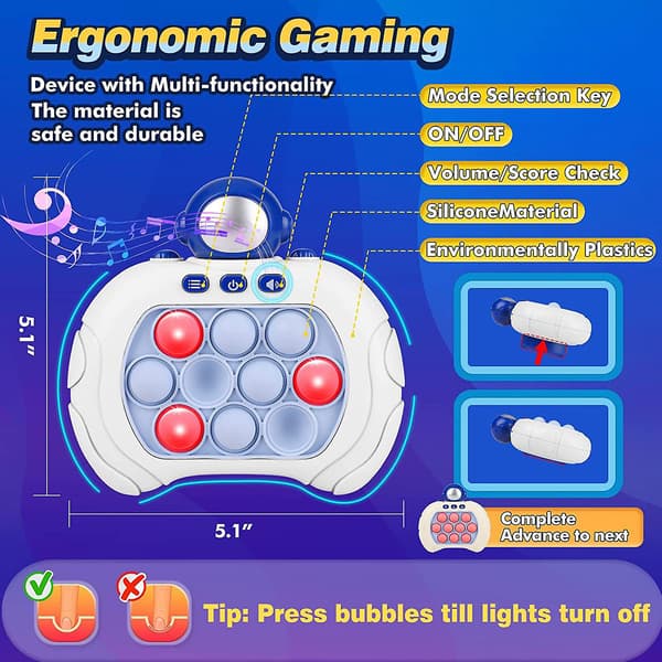 Lomme-spil til børn Push Bubble Game Machine med lys og lyd Bærbart Quick Press Bubble Game Legetøj Bunny
