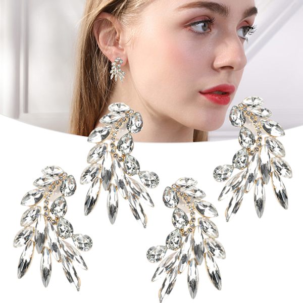 2 Par Graceful Ørepynt Øre-Studs Retro Øredropper for Kvinner/Jenter Legering Smykker Tilbehør Sølv