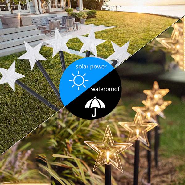 Solcelled Julelys Stjerne Ute Energibesparende Vanntette Solcelledrevne Stake Lys Dekorasjoner for Hjem Sti Hage Gangvei Hageplen Patio