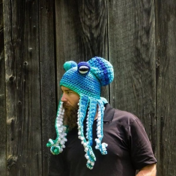 Octopus Adult Tentacle Hat Käsinkudottu Octopus Hat Joulun Halloween-asu Cosplay (sininen)