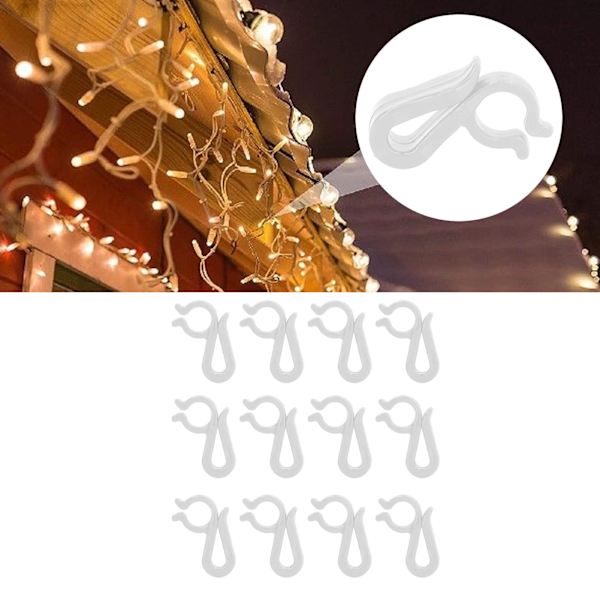 120 st Reusable Vattentäta Plastjulkbelysningsklämmor för Utomhusfestdekorationer - Vit Färg