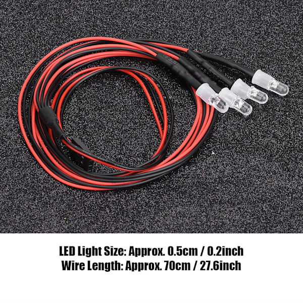 4 stk 5mm Frontlykter RC Tilbehør LED Lys for 1/10 Modellbil Lastebil (13# Hvitt Lys Rødt Lys)