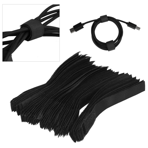 50 stk krok og løkkebånd svart integrert burr spenne wire forlengelseskabel feste- W