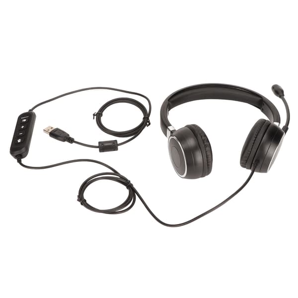 USB PC-headset för callcenter med mikrofonmute och volymjustering