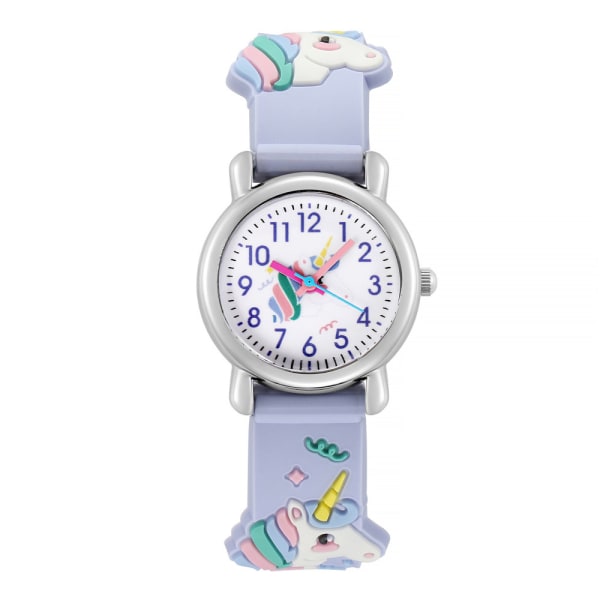1 bit watch(lila enhörning), vattentät barnarmbandsur Quartz urverk, 3D tecknad design, digital watch för 3 år till 11 år O