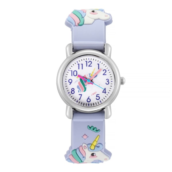 1-osainen watch(violetti yksisarvinen), vedenpitävä lasten rannekello Quartz Movement, 3D-sarjakuvasuunnittelu, digitaalinen watch 3-11-vuotiaille O