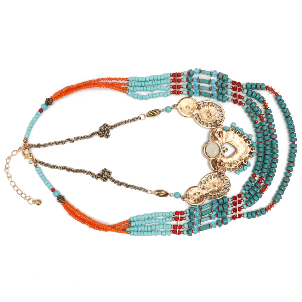 Bohemian Necklace Vintage Handmade Beaded MultiLayer Color Kläder Accessoarer Dam Smycken